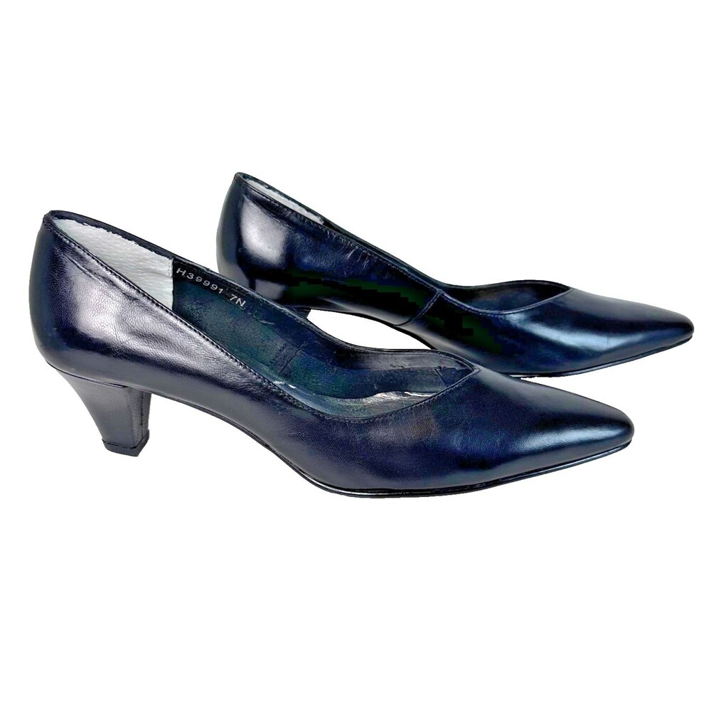 Ros Hommerson Pumps Black Leather Women's Heels Size 7N